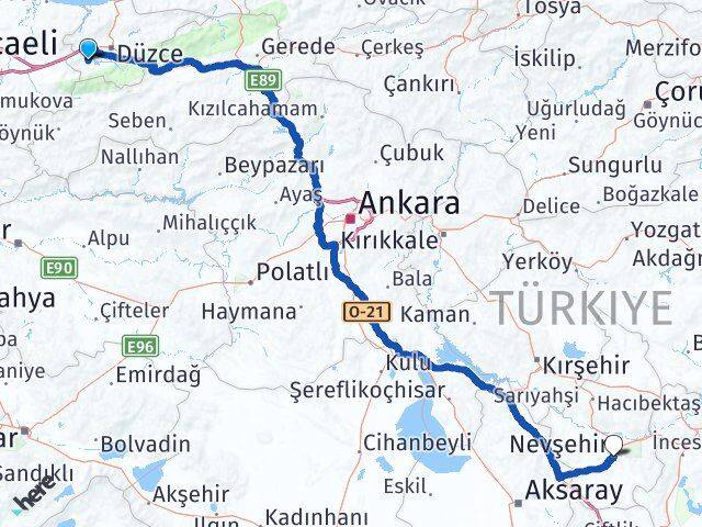 Düzce Gölyaka Nevşehir Arası Kaç Km - Yol Haritası