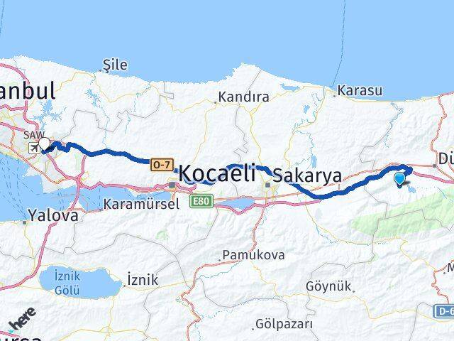 Düzce Gölyaka Orhanlı Tuzla İstanbul Arası Kaç Km - Yol Haritası