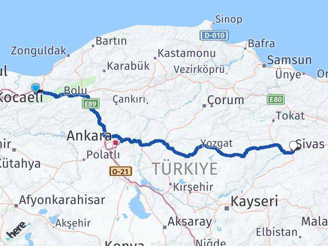 Düzce Gölyaka Sivas Arası Kaç Km - Yol Haritası