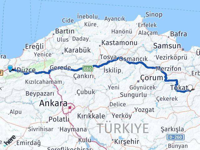 Düzce Gölyaka Tokat Arası Kaç Km - Yol Haritası