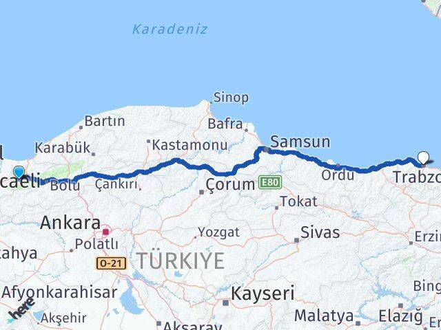 Düzce Gölyaka Trabzon Arası Kaç Km - Yol Haritası