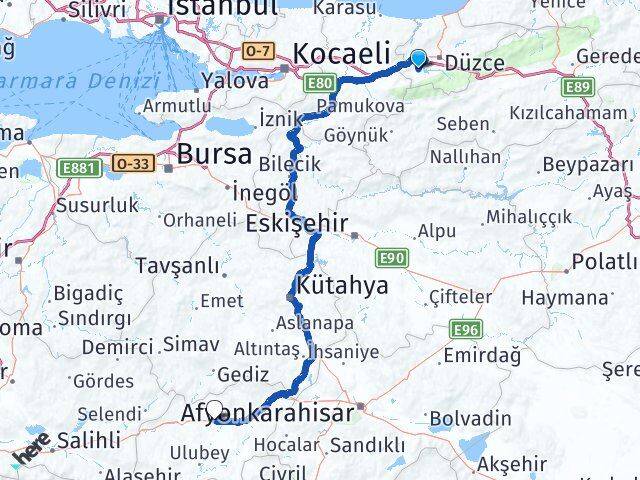 Düzce Gölyaka Uşak Arası Kaç Km - Yol Haritası