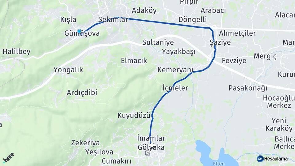 Düzce Gümüşova Gölyaka Arası Kaç Km - Yol Haritası