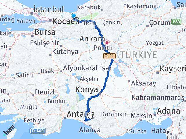 Düzce Gündoğmuş Antalya Arası Kaç Km - Yol Haritası