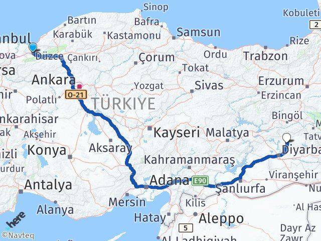 Düzce Kocaköy Diyarbakır Arası Kaç Km - Yol Haritası
