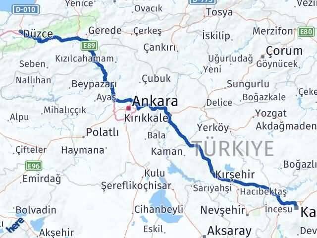 Düzce Kocasinan Kayseri Arası Kaç Km - Yol Haritası