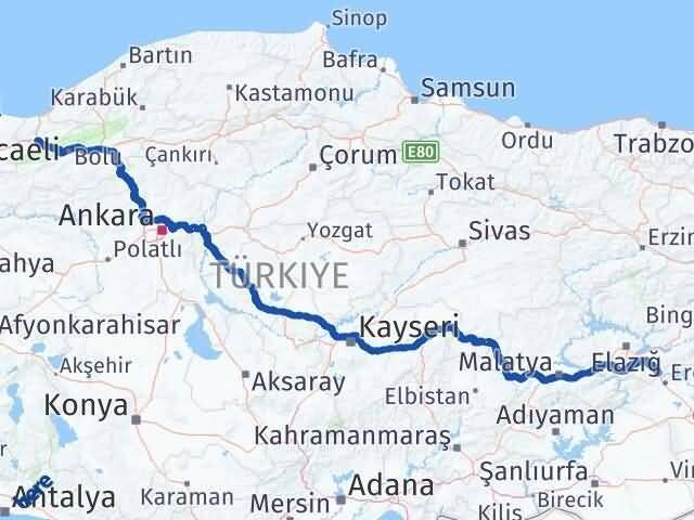 Düzce Maden Elazığ Arası Kaç Km - Yol Haritası