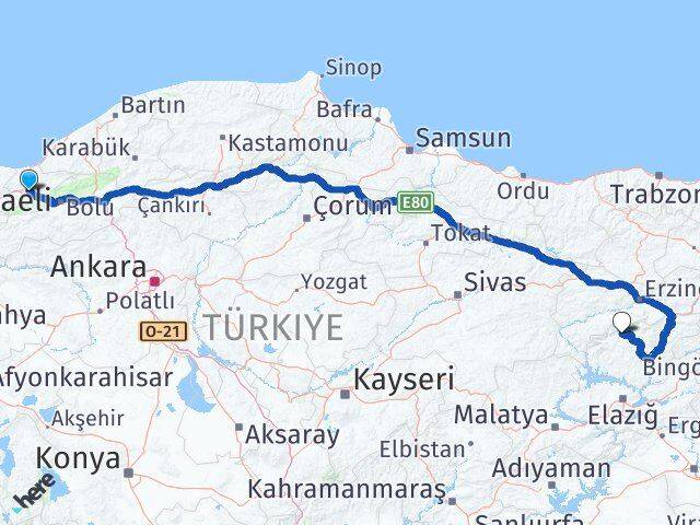 Düzce Ovacık Tunceli Arası Kaç Km - Yol Haritası