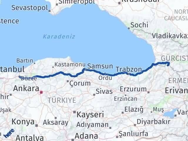 Düzce Posof Ardahan Arası Kaç Km - Yol Haritası