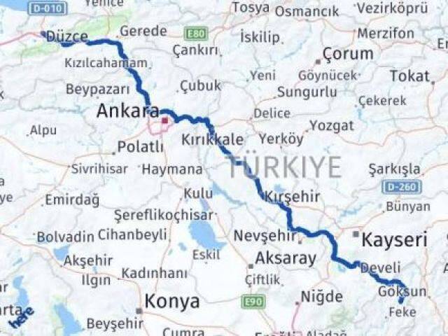 Düzce Saimbeyli Adana Arası Kaç Km - Yol Haritası