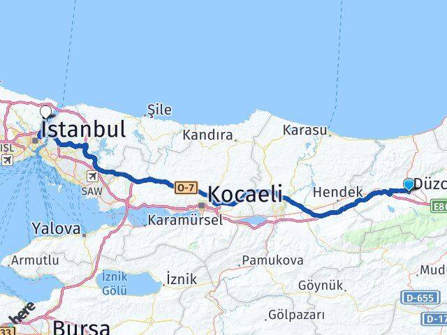 Düzce Sarıyer İstanbul Arası Kaç Km - Yol Haritası