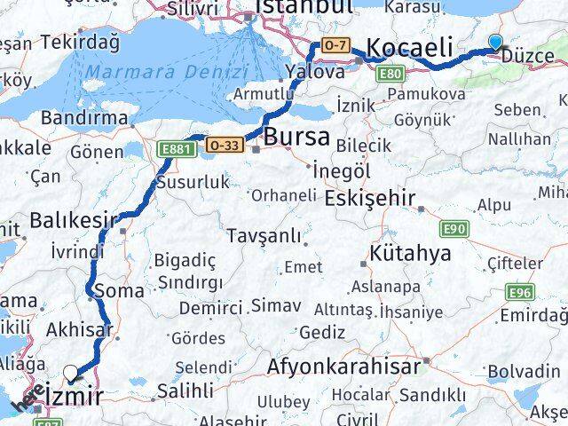 Düzce Şehzadeler Manisa Arası Kaç Km - Yol Haritası