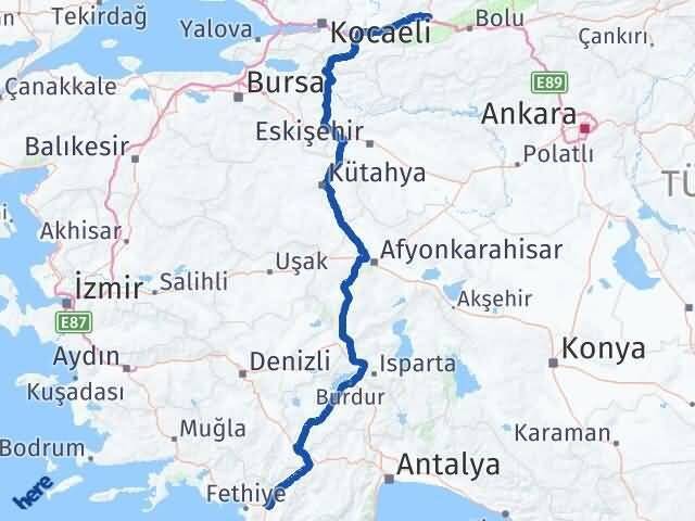 Düzce Seydikemer Muğla Arası Kaç Km - Yol Haritası
