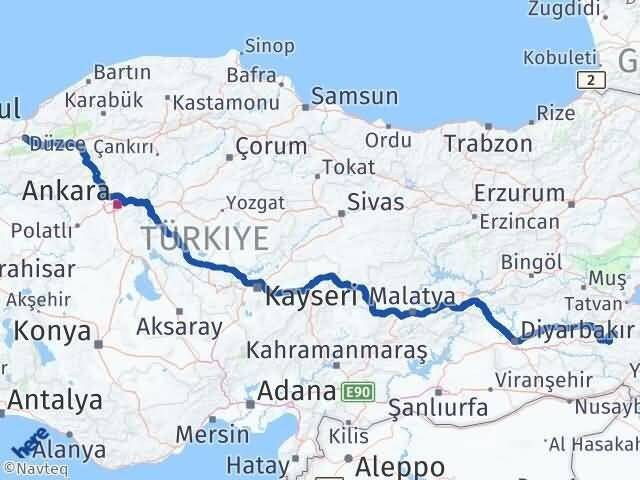 Düzce Şirvan Siirt Arası Kaç Km - Yol Haritası
