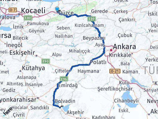 Düzce Sultandağı Afyonkarahisar Arası Kaç Km - Yol Haritası