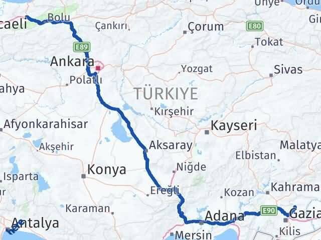 Düzce Yavuzeli Gaziantep Arası Kaç Km - Yol Haritası