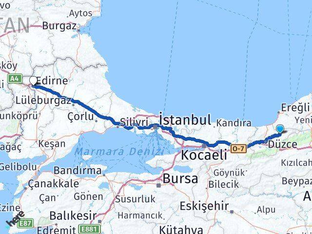 Düzce Yığılca Edirne Arası Kaç Km - Yol Haritası