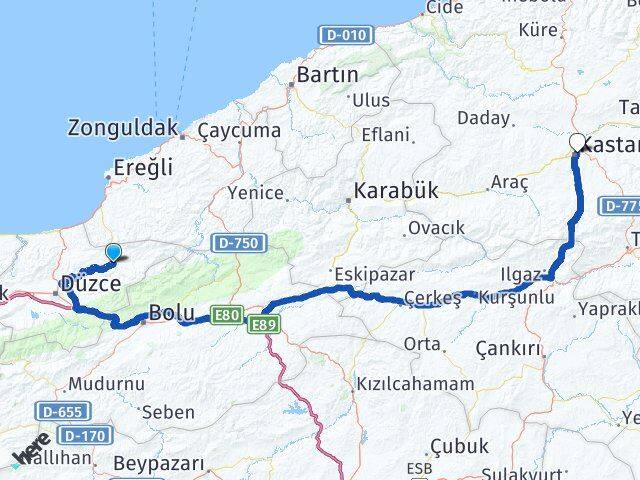 Düzce Yığılca Kastamonu Arası Kaç Km - Yol Haritası