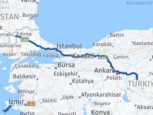 Edirne Akçakent Kırşehir Arası Kaç Km - Yol Haritası