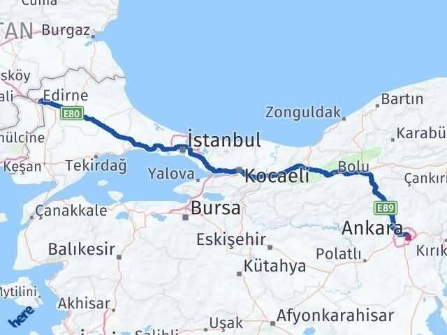 Edirne Altındağ Ankara Arası Kaç Km - Yol Haritası