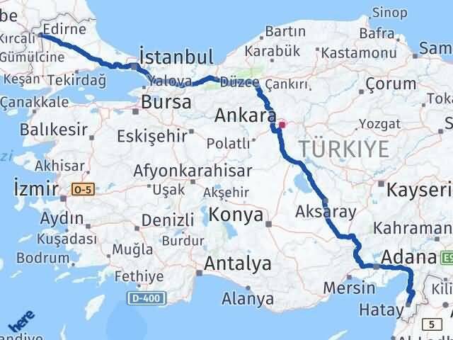 Edirne Antakya Hatay Arası Kaç Km - Yol Haritası