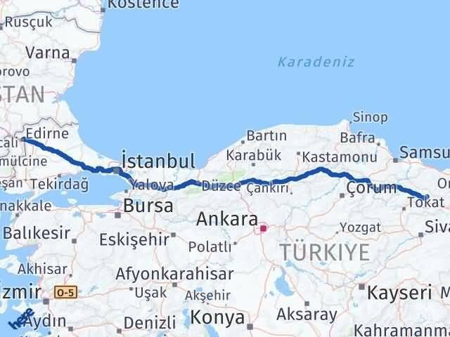 Edirne Başçiftlik Tokat Arası Kaç Km - Yol Haritası