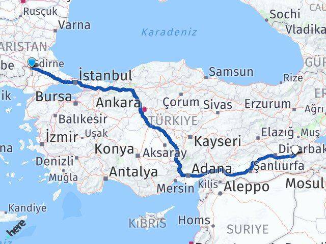 Edirne Beşiri Batman Arası Kaç Km - Yol Haritası
