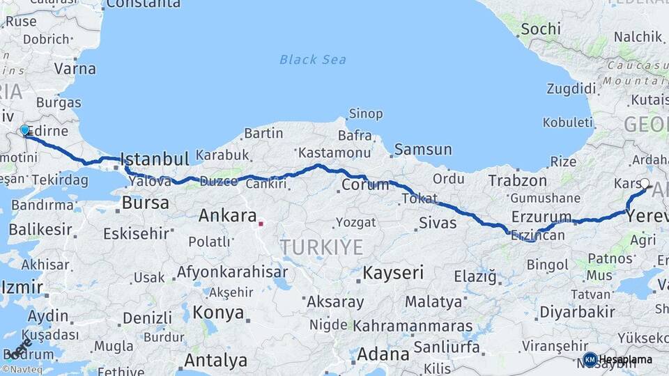 Edirne Büyükdöllük Arası Kaç Km - Yol Haritası