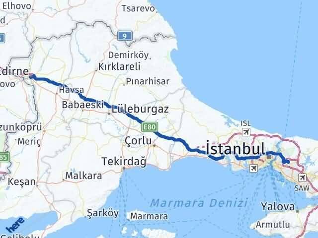 Edirne Çekmeköy İstanbul Arası Kaç Km - Yol Haritası