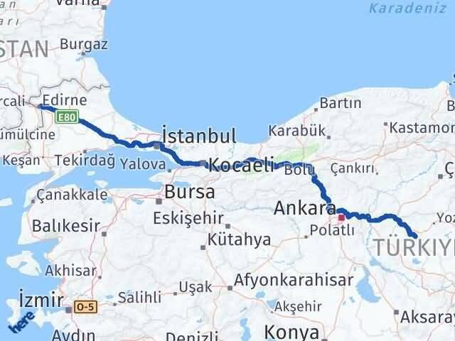 Edirne Çiçekdağı Kırşehir Arası Kaç Km - Yol Haritası