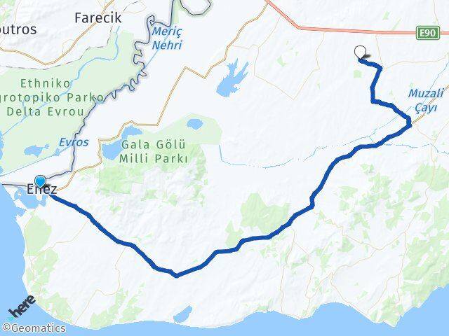 Edirne Enez Akçeşme Keşan Arası Kaç Km - Yol Haritası