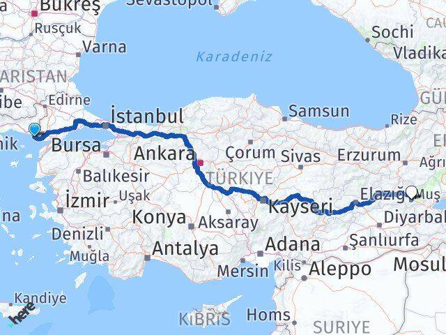 Edirne Enez Muş Arası Kaç Km - Yol Haritası