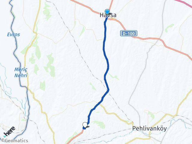 Edirne Havsa Yeniköy Uzunköprü Arası Kaç Km - Yol Haritası