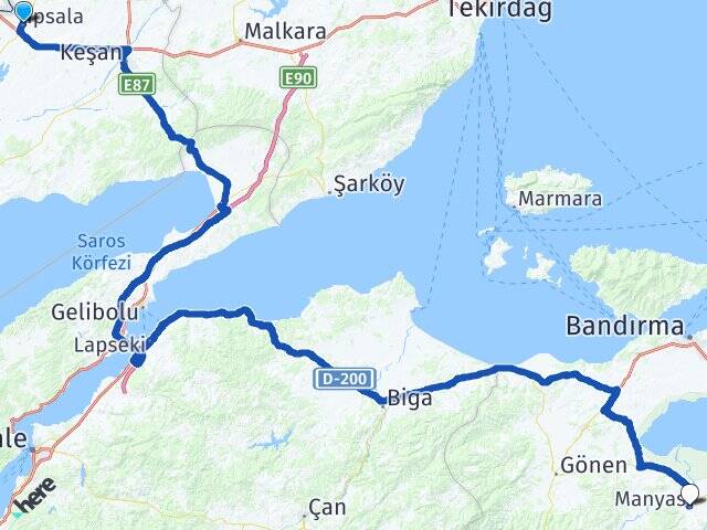 Edirne İpsala Manyas Balıkesir Arası Kaç Km - Yol Haritası