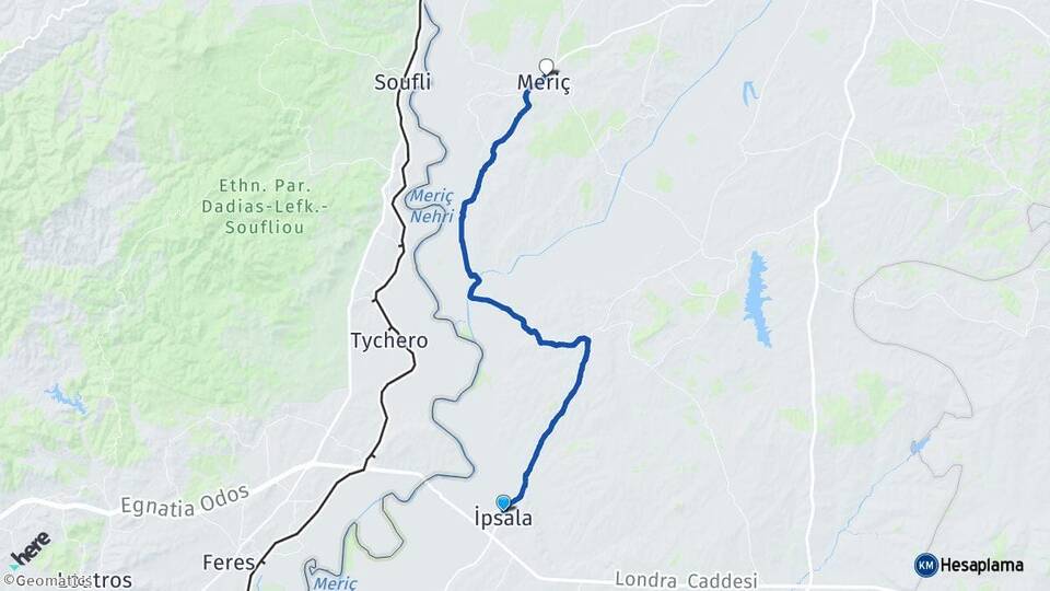 Edirne İpsala Meriç Arası Kaç Km - Yol Haritası
