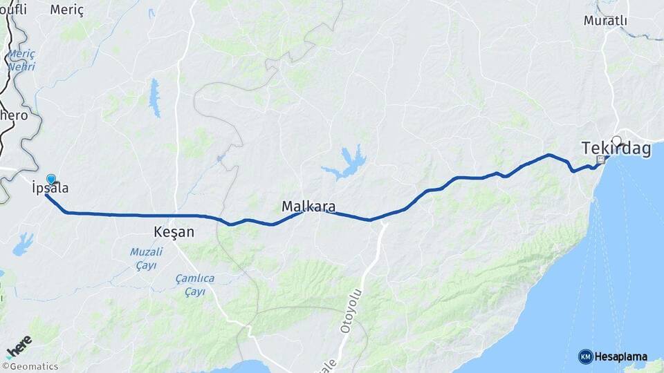 Edirne İpsala Tekirdağ Arası Kaç Km - Yol Haritası