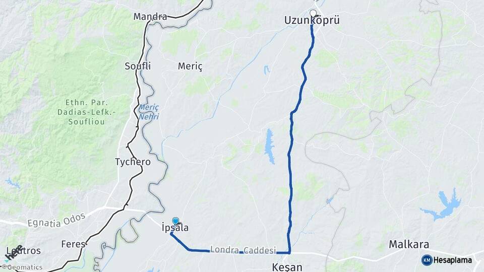 Edirne İpsala Uzunköprü Arası Kaç Km - Yol Haritası