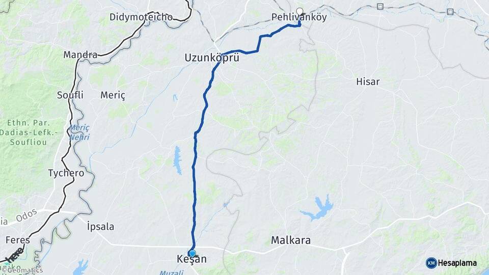 Edirne Keşan Pehlivanköy Kırklareli Arası Kaç Km - Yol Haritası