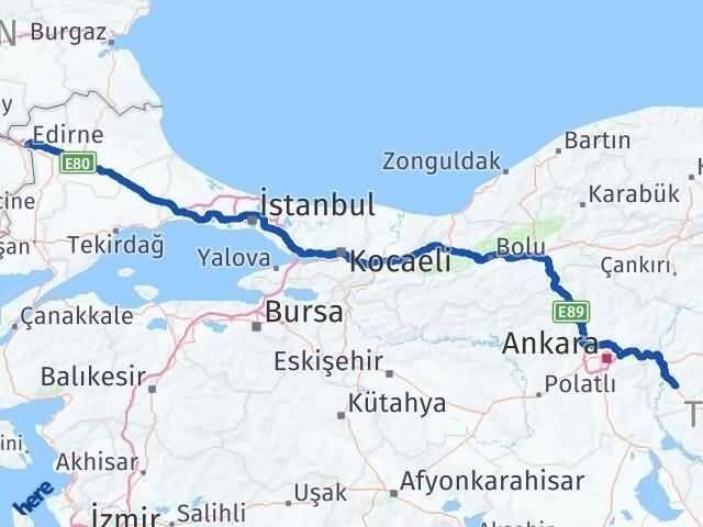 Edirne Keskin Kırıkkale Arası Kaç Km - Yol Haritası