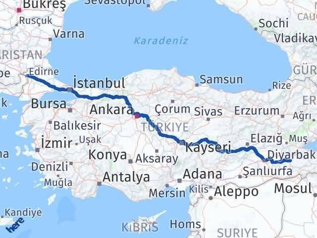 Edirne Kurtalan Siirt Arası Kaç Km - Yol Haritası