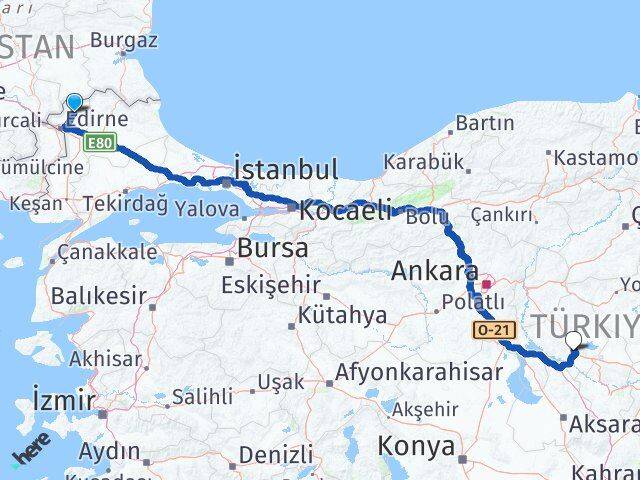 Edirne Lalapaşa Kırşehir Arası Kaç Km - Yol Haritası