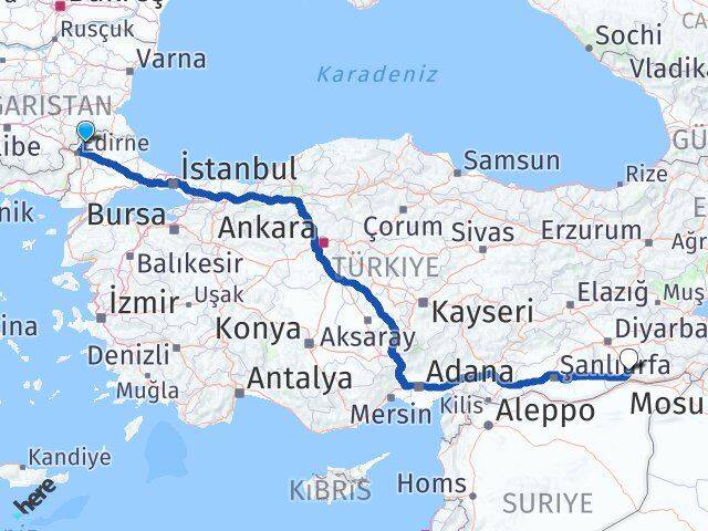 Edirne Lalapaşa Mardin Arası Kaç Km - Yol Haritası