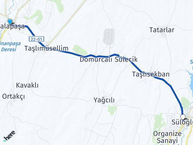 Edirne Lalapaşa Süloğlu Arası Kaç Km - Yol Haritası