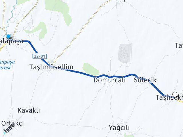 Edirne Lalapaşa Taşlısekban Süloğlu Arası Kaç Km - Yol Haritası