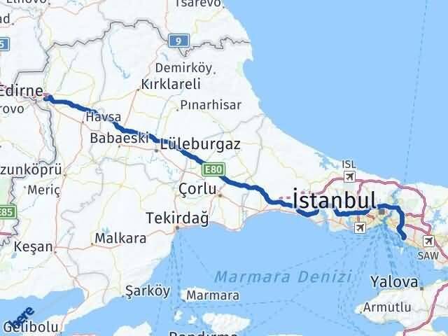 Edirne Maltepe İstanbul Arası Kaç Km - Yol Haritası