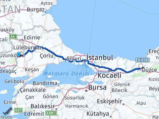 Edirne Meriç Düzce Arası Kaç Km - Yol Haritası