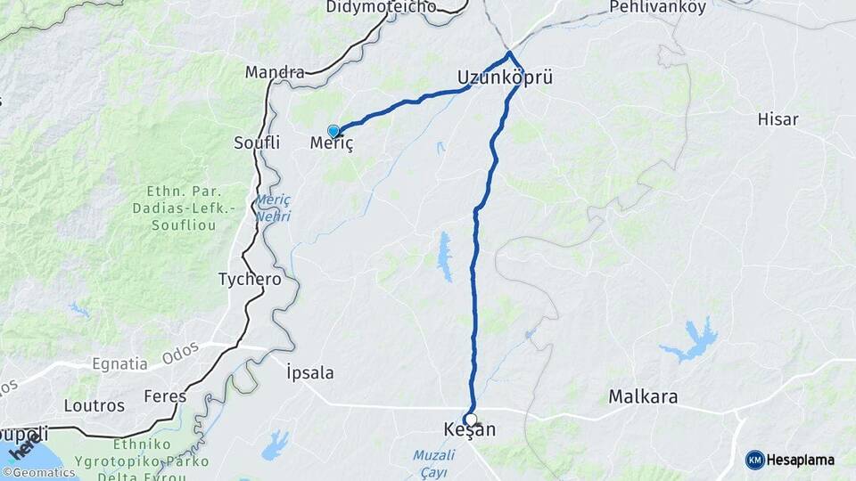 Edirne Meriç Keşan Arası Kaç Km - Yol Haritası