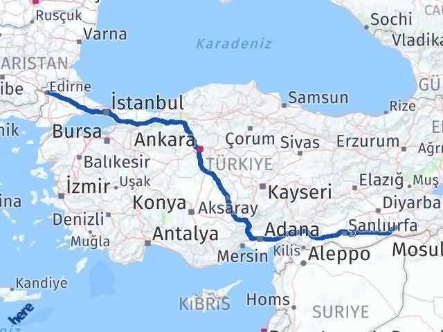 Edirne Ömerli Mardin Arası Kaç Km - Yol Haritası