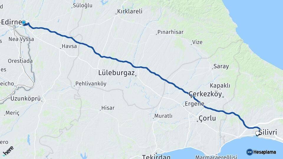 Edirne Silivri İstanbul Arası Kaç Km - Yol Haritası