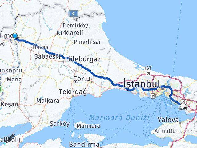 Edirne Tuzla İstanbul Arası Kaç Km - Yol Haritası